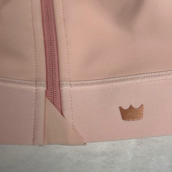 SHEFIT 5Luxe Moisture‎ Wicking Front Zip Sports Bra Pink Rose Gold Crown Detail - Picture 5 of 6